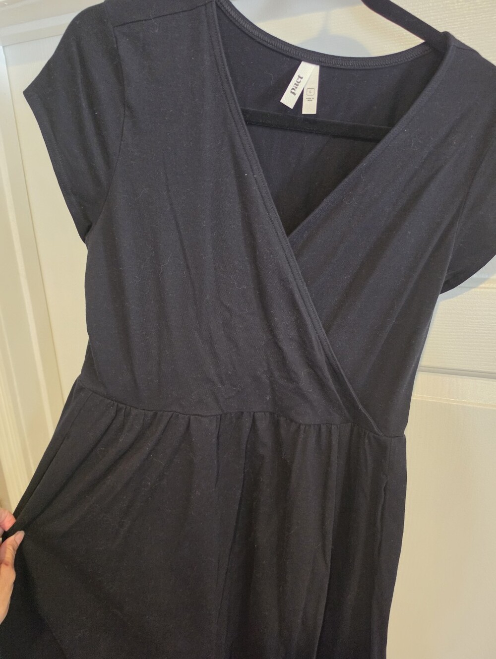 Pact Black V‑Neck Short Sleeve Fit‑and‑Flare Dress - Picture 6 of 6